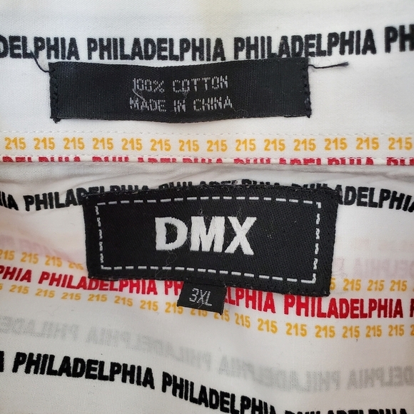 DMX Philadelphia Men's White Multi Color Cotton Button-up Shirt Size 3X - Picture 6 of 7